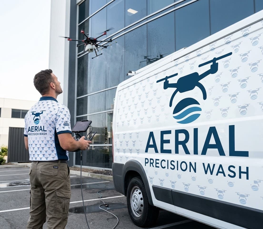 Operator reviewing drone cleaning report on tablet